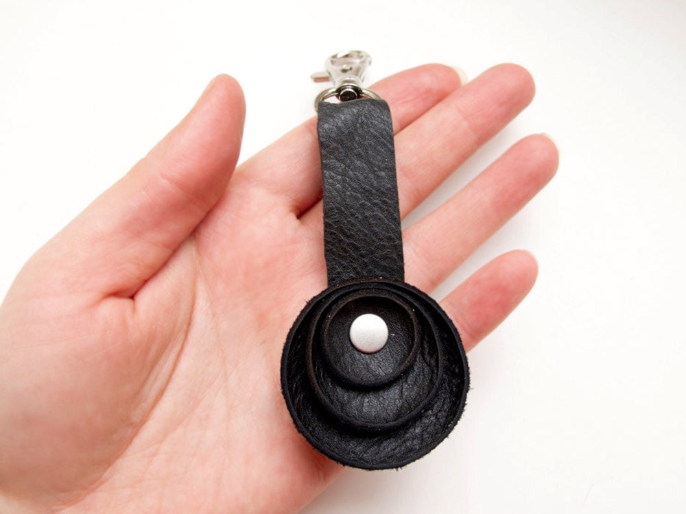 Black Leather key fob