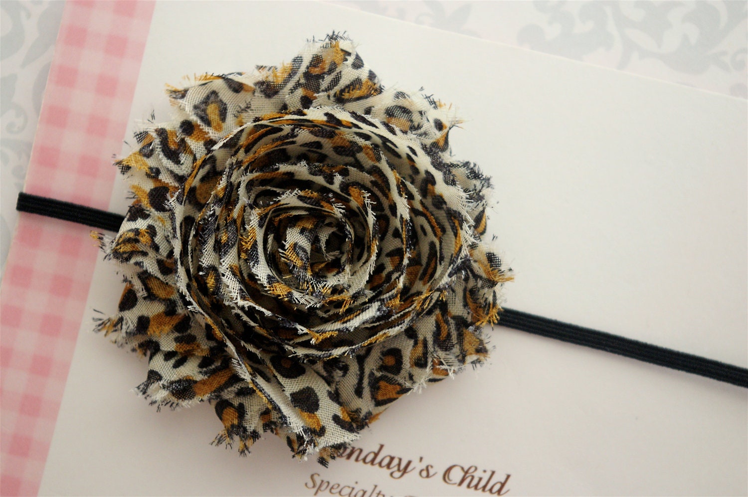 Shabby Chic Headband  in Animal Print - Baby Headbands, Newborn Headbands, Baby Girl Headbands, Girls Headbands