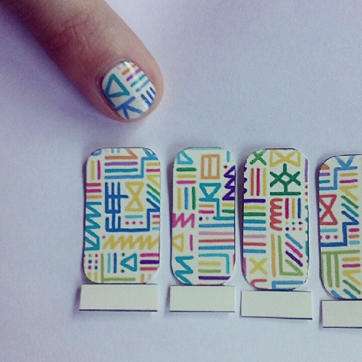 Multicolored Tribal Print Nail Decals