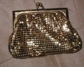 Vintage large Whiting and Davis Gold Metal Mesh Coin Purse