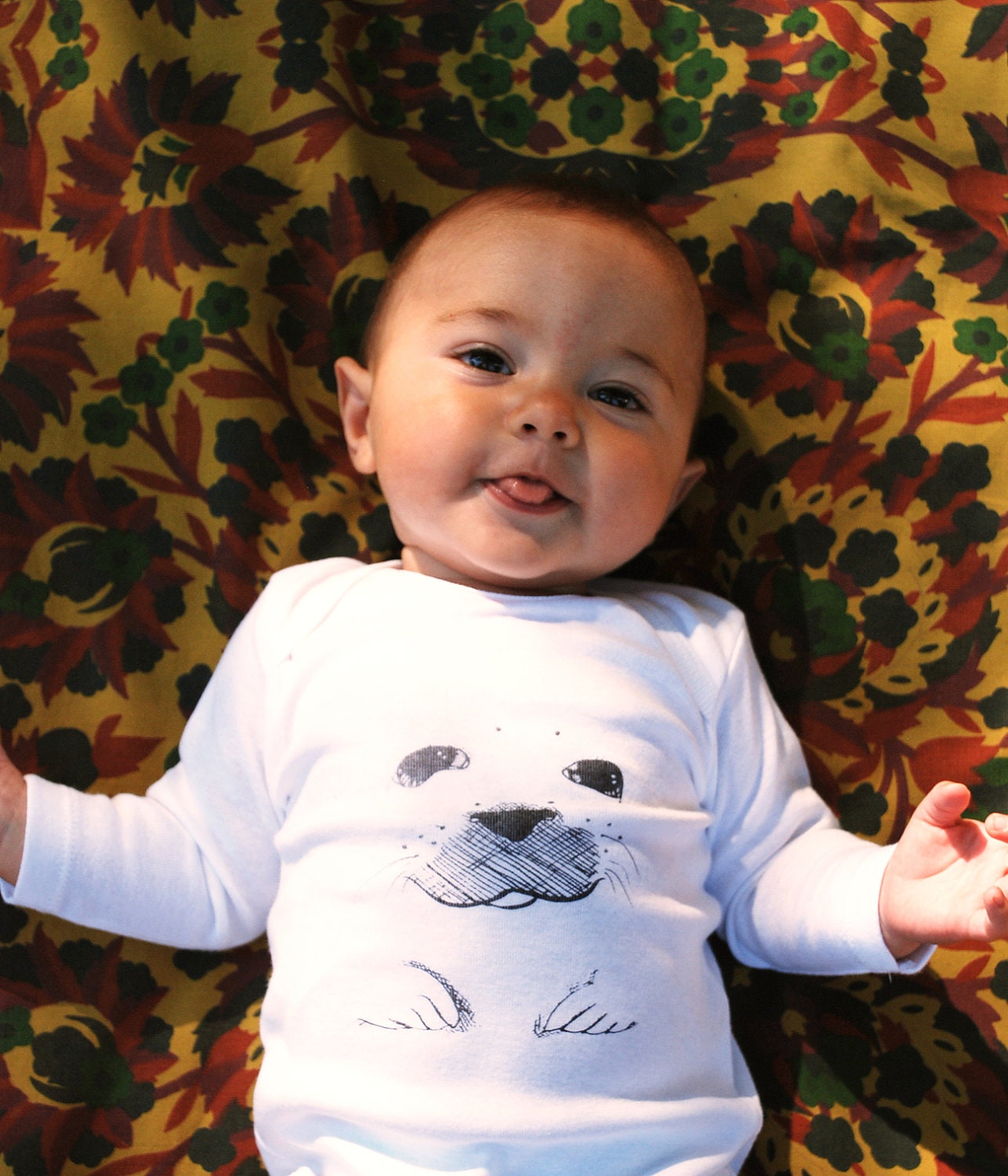 Harbor Seal Screen Printed Onesie Long Sleeve Sizes 0-24 Months