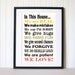 In This House We...Family Rules Art Print Sign We Are Real We Do Hugs 11x17