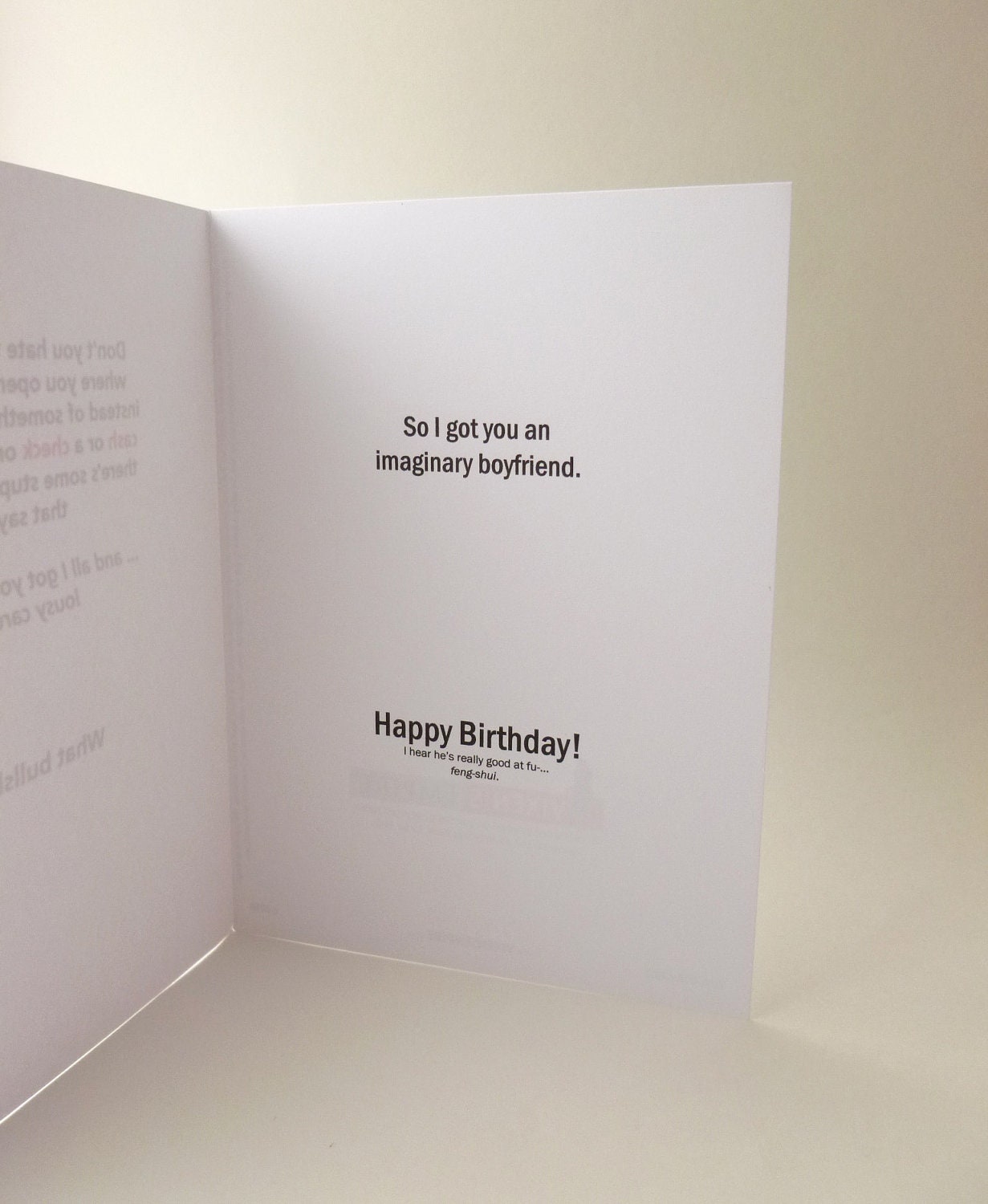Funny smartass birthday card - "I Got you an Imaginary Boyfriend" - slightly dirty