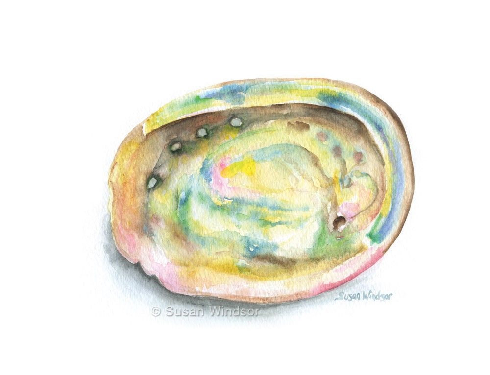 Abalone Seashell Watercolor Painting Giclee Print - SusanWindsor