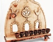 Jerusalem Gates Handmade Copper Hanukkah Menorah by Rami Zamir