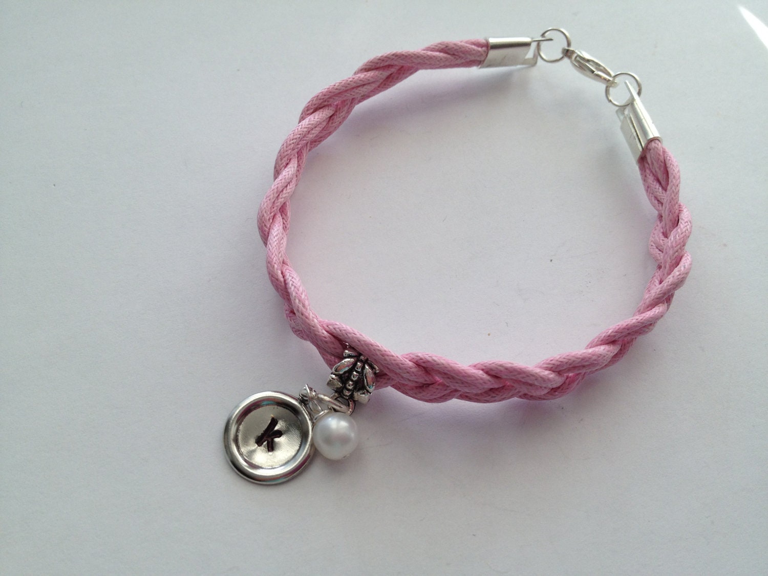Braided Charm Bracelet-Pink