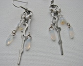 Beaded Earrings Clock Hand Dangles Fringe