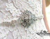Bridal Sash, Bridal Belt, Crystal Beaded Sash - Jackie Wedding Gown Sash of Clear Swarovski Crystals and Silver Beading