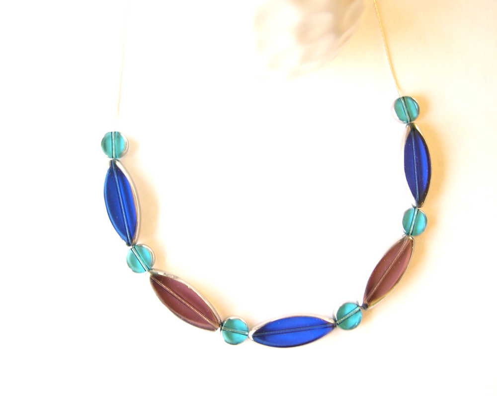 Contemporary Jewelry, Statement Necklace -  Sterling Silver, Czech Glass, Purple, Blue, Plum, Nickel Free, Modern Jewellery, Prom