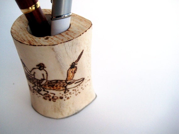 Man cave bone art -Gone fishing functional pyrography art -Personalizable