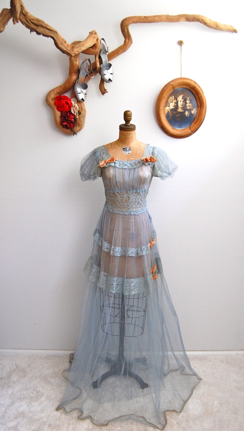 ON SALE 40% - Vintage 1930s Dress - 30s Tulle Gown - The Antoinette