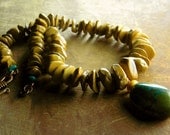 Turquoise Pendant Necklace with Yellow Jasper Nuggets