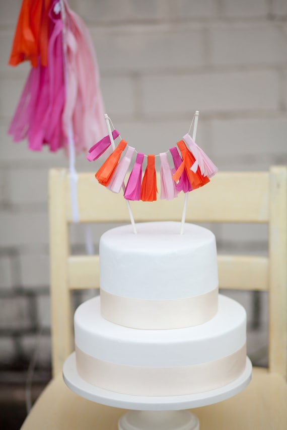 Hot Pink Tassel Garland Cake Topper