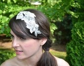 Silver Lace Bridal Comb, Silver Embroidered Beaded Lace Headpiece Hair Comb by Jill's Boutique on Etsy