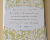 Sympathy Thank You Cards - Personalized - English or Spanish - Set Of 36