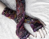 Sunset Road Arm Warmers - Black Violet Purple Fuchsia Magenta Pale Turquoise Red Gold Floral Paisley Mandela - Yoga Gothic Dark Tribal Gaia