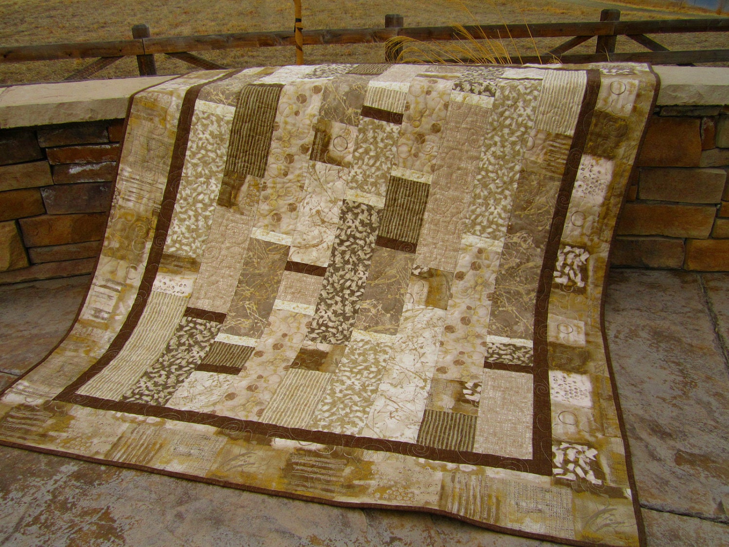 Handmade Quilt Contemporary Natural, Patchwork Quilt, Quilts and Throws