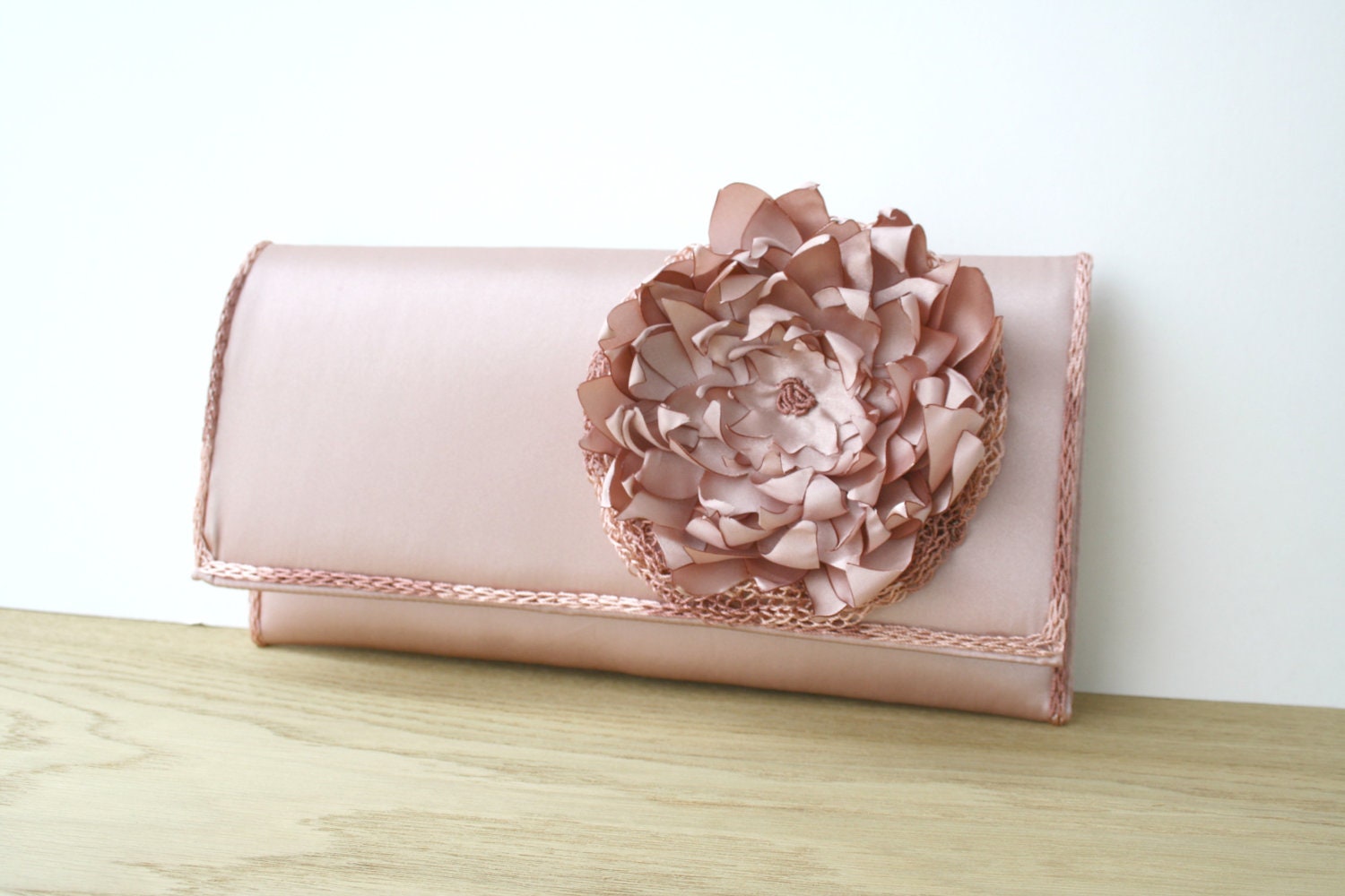 Handmade Dusty Rose Romantic Clutch Valentines Day Gift
