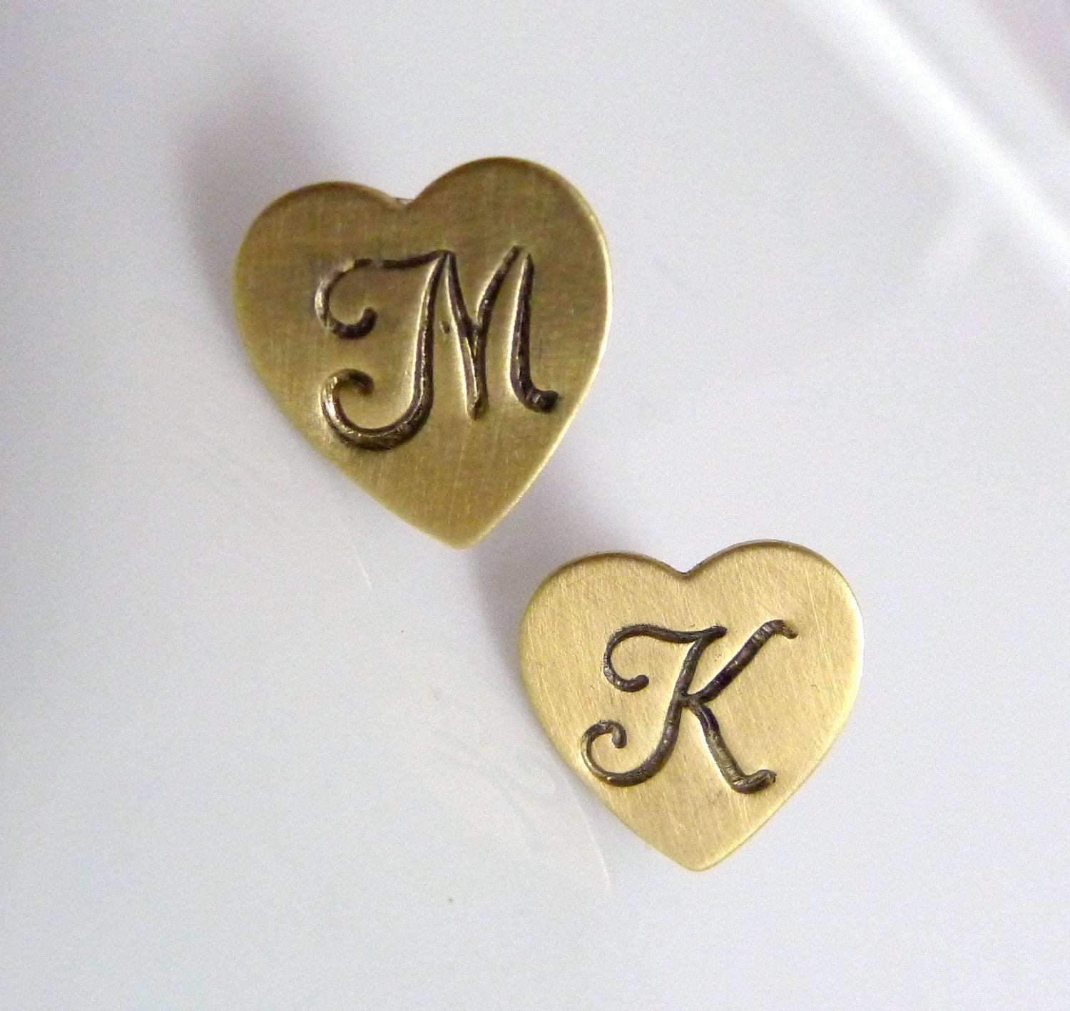 Monogram Heart Earrings, Personalize Initial Posts, Script Font, Bridal, Bridesmaids, Custom Handmade Jewelry