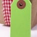 25 Small  2 3/4 x 1 3/8 LME GREEN manila parcel hang tags with kraft reinforced holes-gift wrapping, stamping, crafting - 2.75 x 1.375