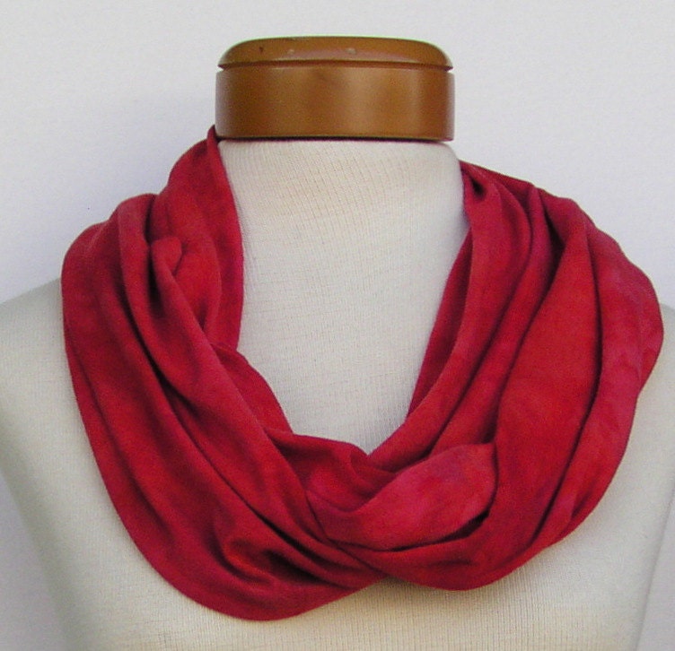 Infinity Scarf Hand Dyed in Rich Reds 157