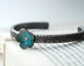 Forget Me Not Flower Bracelet Sterling Silver Cuff With Copper Forget Me Not Flower