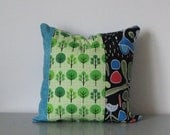 Decorative  Throw Pillow Modern Childrens Decor Marimekko Blue Green Linen