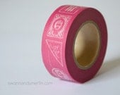 1 roll Paper Tape - Pink with postage stamps print