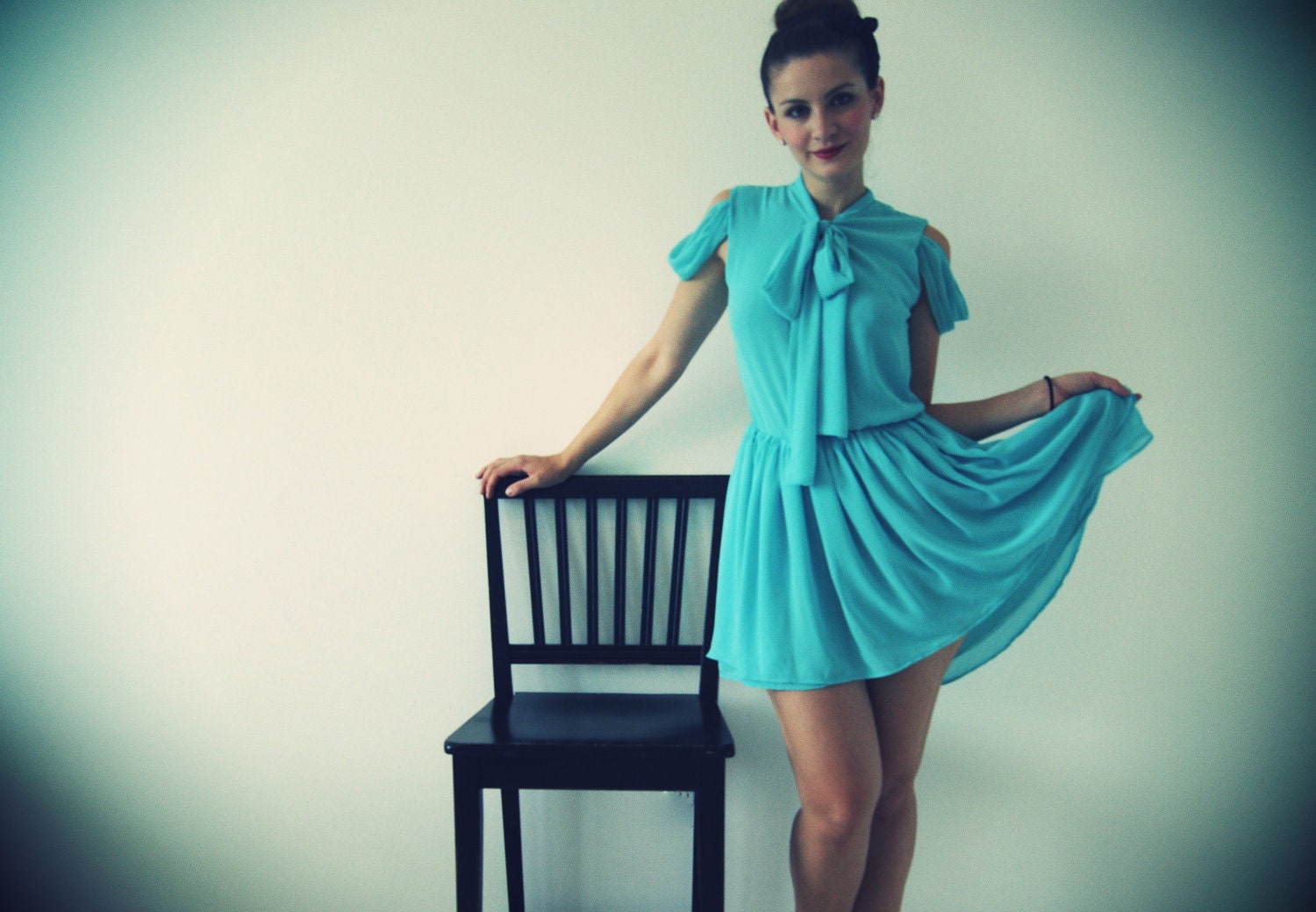 Aqua Chiffon A-Line Cotton Candy Dress