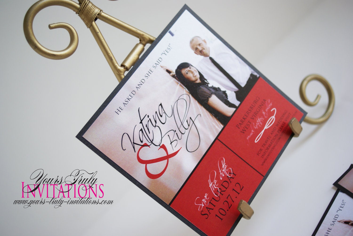 Square Save the Date Photo Card - Customized in your colors