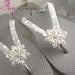 Bridal Rhinestone Flower Flip Flops, Bridesmaid, Flower Girl White Bride Wedding Ribbon, Great for brides, bridesmaids