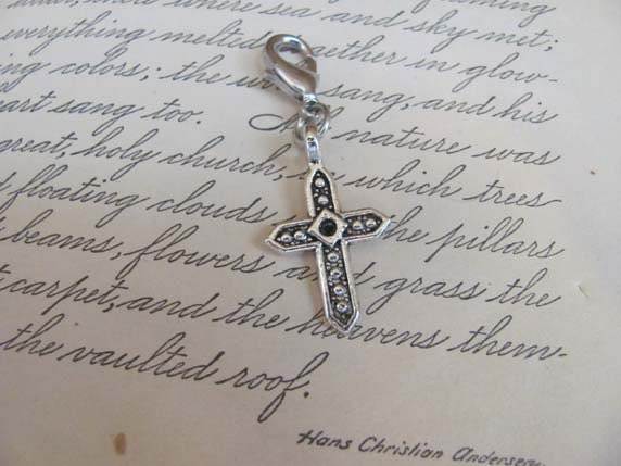 Pretty Little Cross Silver-tone Charm for Bookmark Keychain Necklace Bracelet by Kristin Victoria Designs