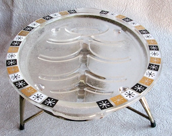 Fire King Mid Century Meat Platter with Warming Stand