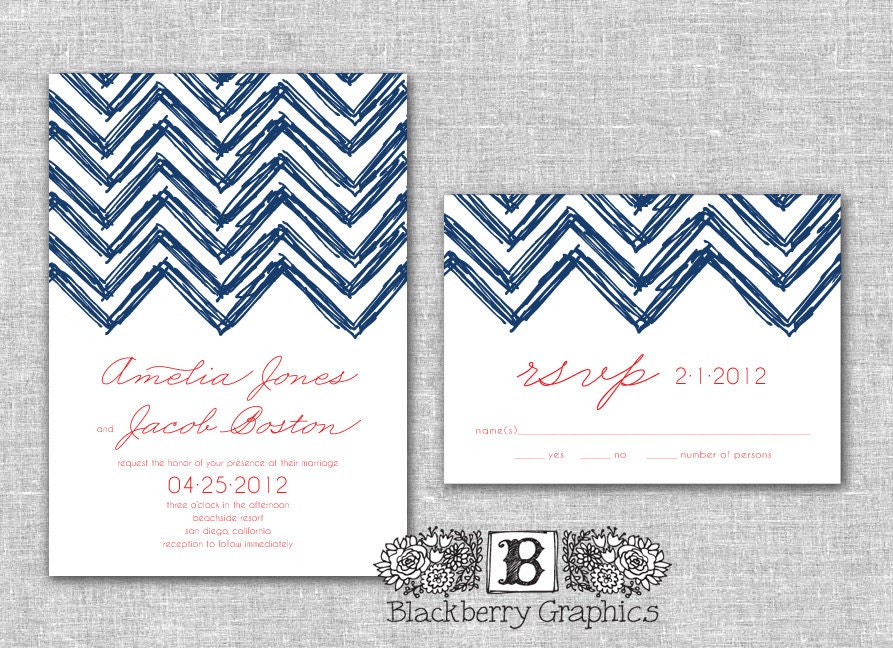 Printable DIY, Chevron Wedding Invitation Suite, Amelia Design