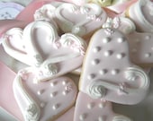 Blush Pink Heart Cookies.    One Dozen