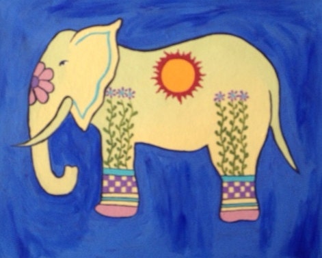 Original Acrylic 8" X 10" Elephant painting