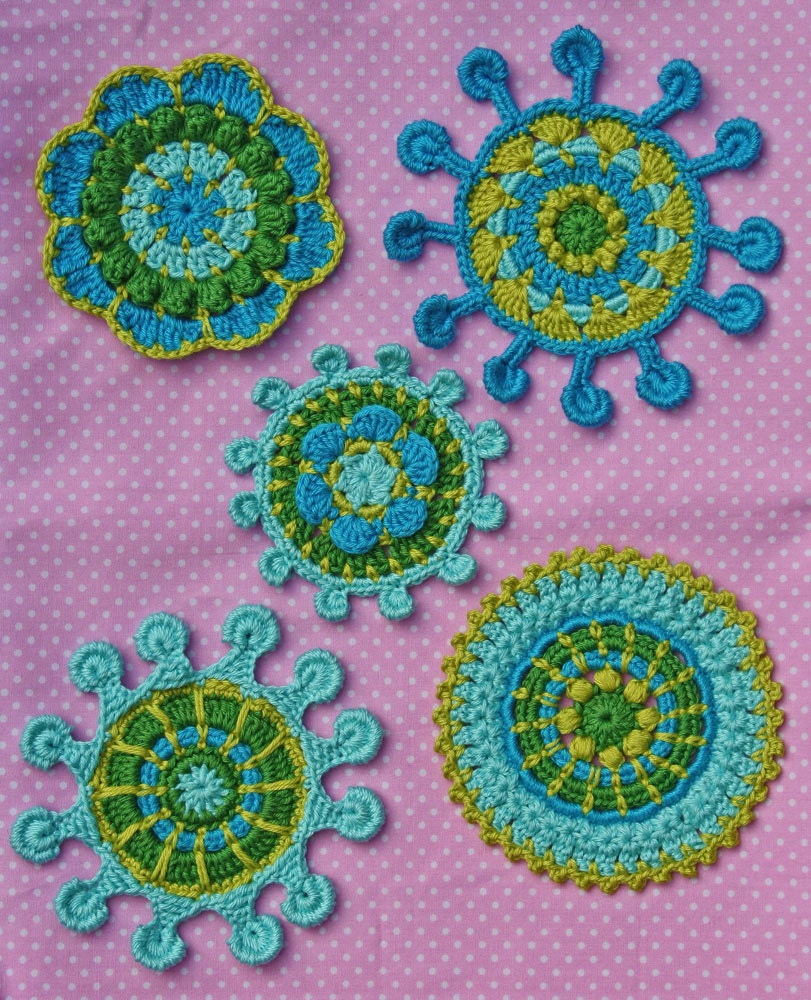 SPOKE & PICOT MOTIFS - crochet pattern, pdf