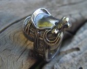 Western saddle ring in sterling silver