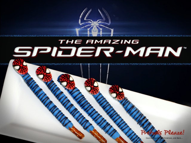 Spider Man Themed Party Favors Pretzel Rods