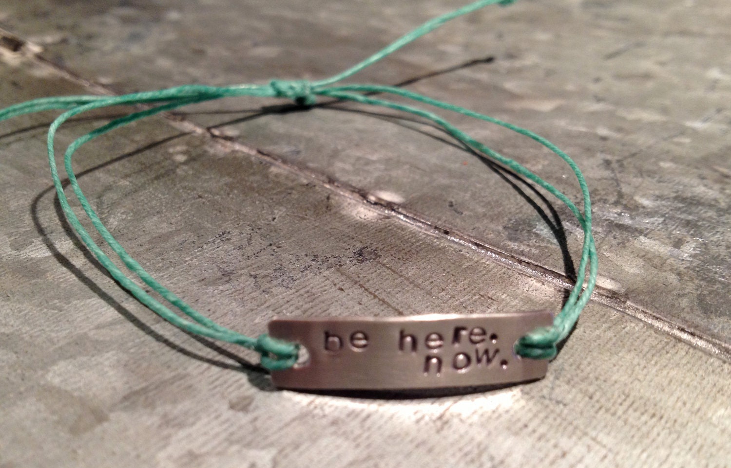 Be Here. Now. Stamped Waxed Linen Bracelet