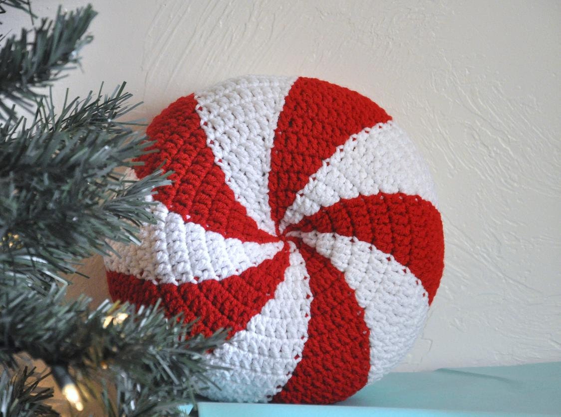 Peppermint Twist Pillow Cushion Christmas Home Decor Photo Prop Candy - AllThingsGranny