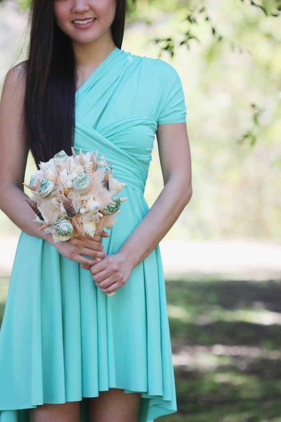 Nantucket Turquoise Tiffany Seafoam Octopus Convertible Infinity Wrap Circle Skirt Dress