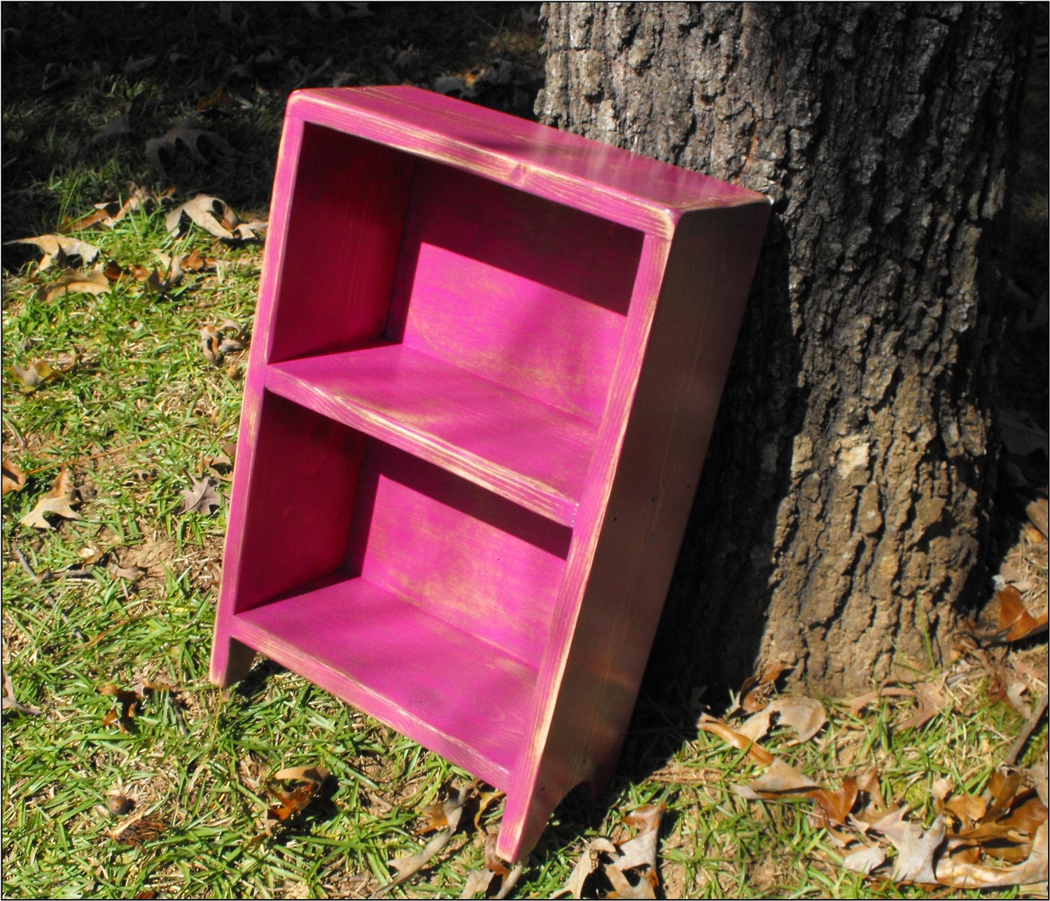 Book Case Storage Shelf  Cranberry Shabby Cottage Table Top 18'' x 12'' x 5 3/4''