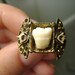 Real Tooth art nouveau Bone Ring- adjustable sizes