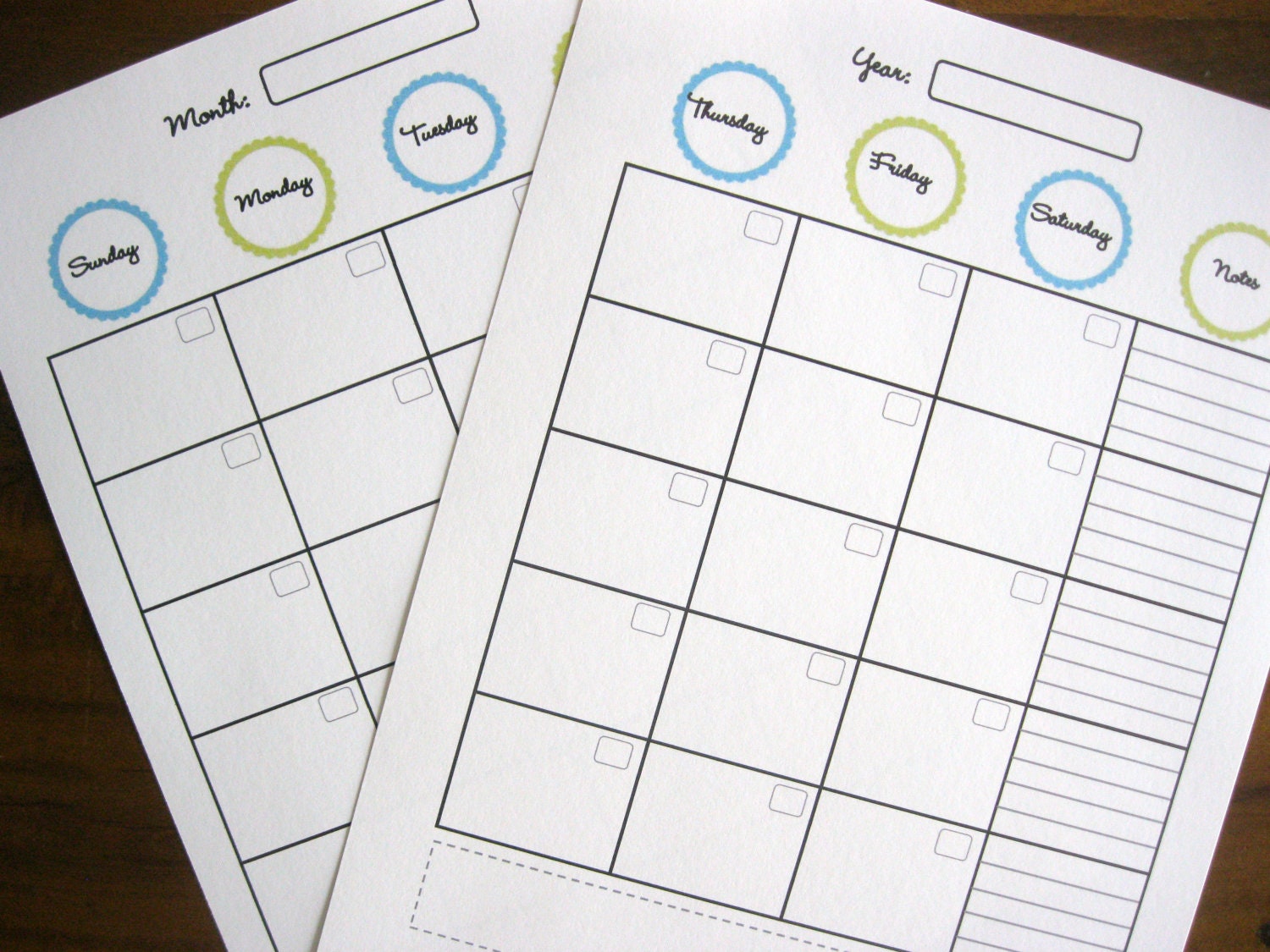 Two Page Monthly Calendar - 2 documents