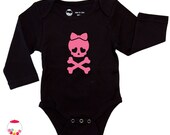 cute pink skull with bow baby onesie