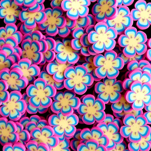 Flower Fimo Cane Purple Pink Flower Polymer Clay Cane Slices Kawaii Nail Deco Nail Art Scrapbooking Decoden Supplies (75-100 pcs) CFW064