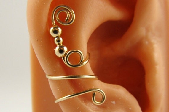 Ear Cuff 14K gold filled Cartilage Non Pierced Round Beads