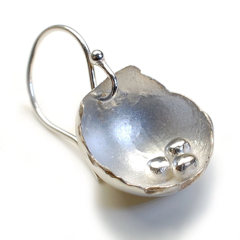 Silver Earrings, Organic Earrings, Silver Pod Earrings, Organic Silver Earrings, Sterling Silver Earrings, Nixin