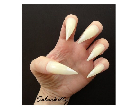 Cat Style Claw Nails Blanks w/ Nail Art PDF Tutorial DIY Kit diy length wolf nails full coverage costume fake opaque tips glue